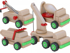 Wooden Toy Car Truck Collection 3D Model