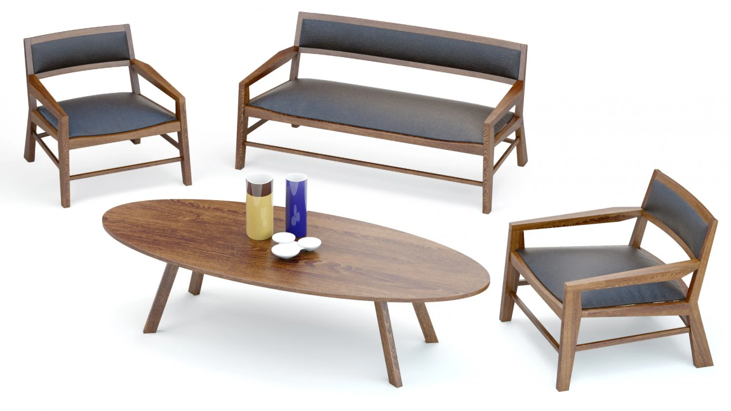 Aruba Armchair Sofa and Table 3D Model .c4d .max .obj .3ds .fbx .stl .blend 