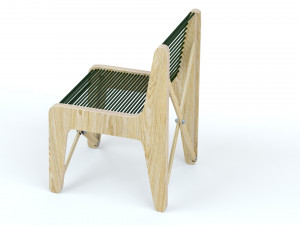 Collapsible Wood Chair and Table Modello 3D