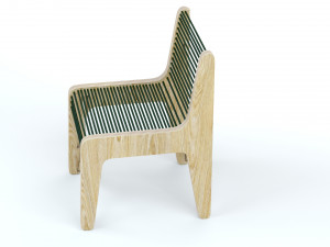 Collapsible Wood Chair and Table Modello 3D