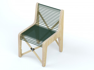 Collapsible Wood Chair and Table Modello 3D