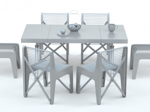 Collapsible Wood Chair and Table Modello 3D