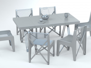 Collapsible Wood Chair and Table Modello 3D