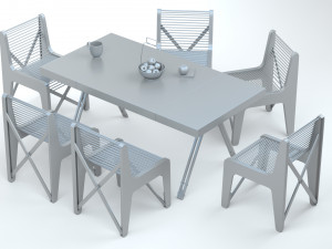 Collapsible Wood Chair and Table Modello 3D