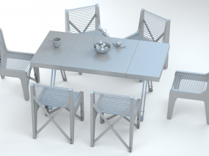 Collapsible Wood Chair and Table Modello 3D