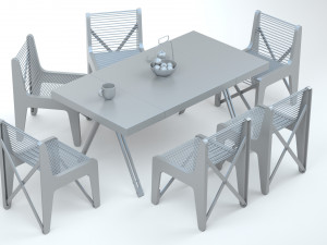 Collapsible Wood Chair and Table Modello 3D