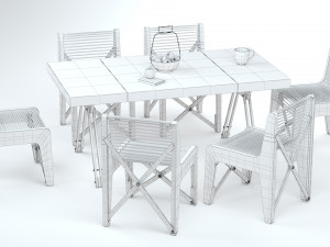 Collapsible Wood Chair and Table Modello 3D