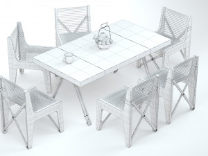 Collapsible Wood Chair and Table Modello 3D