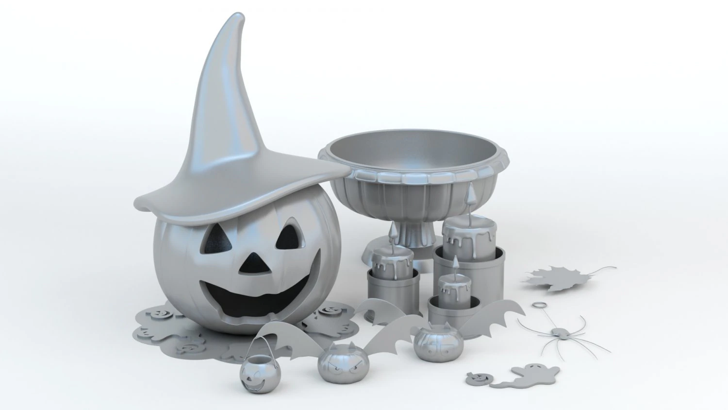 Halloween Set 3D Print Model .c4d .max .obj .3ds .fbx .stl .blend