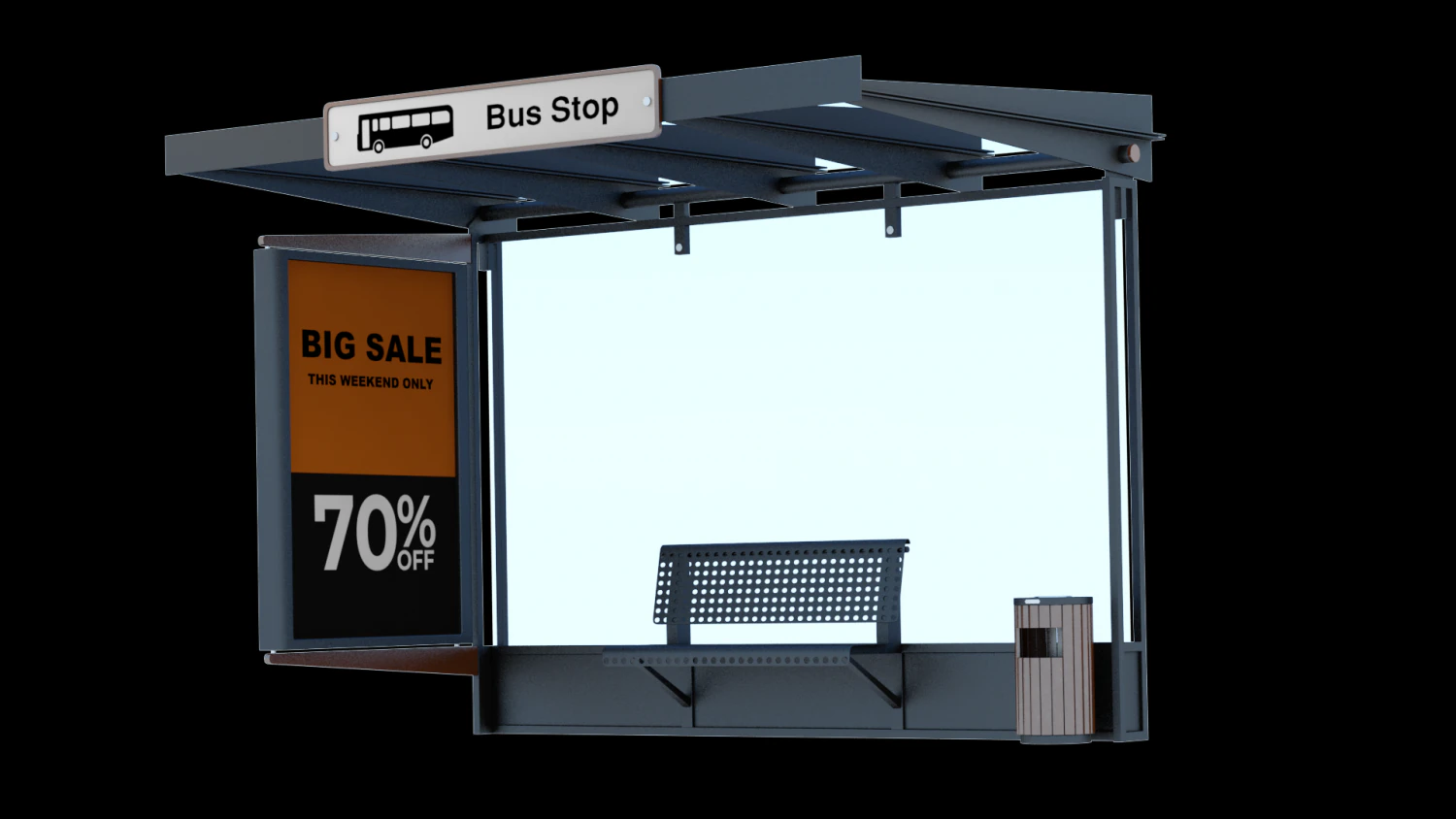 Bus stop 01 3D Model .c4d .max .obj .3ds .fbx .stl .blend 