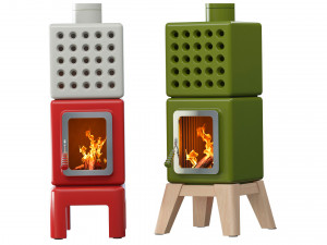 Fireplace Stove Cubi Stack wood 3D 模型