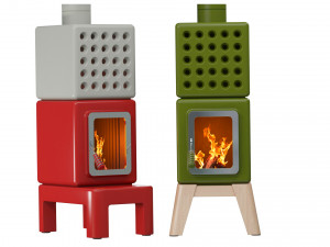 Fireplace Stove Cubi Stack wood Modèle 3D