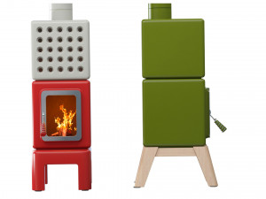 Fireplace Stove Cubi Stack wood Modèle 3D