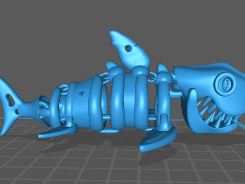 SKELETON SHARK Articulated 3D Print Model