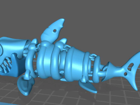 SKELETON SHARK Articulated 3D Print Model