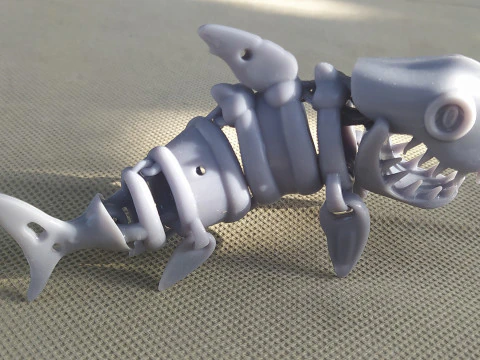 SKELETON SHARK Articulated 3D Print Model