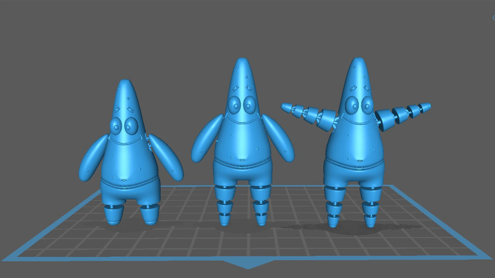 Patrick Star 3 Variants 3D Print Model .c4d .max .obj .3ds .fbx .stl .blend 