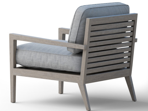 Sanford Rustic Modern Outdoor Grey Cushioned Wood Arm Chair 3D 모델