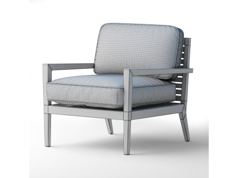 Sanford Rustic Modern Outdoor Grey Cushioned Wood Arm Chair 3D 모델