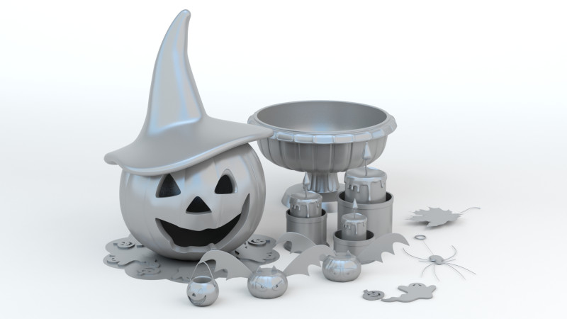Halloween Set Modello di stampa 3D .c4d .max .obj .3ds .fbx .stl .blend 