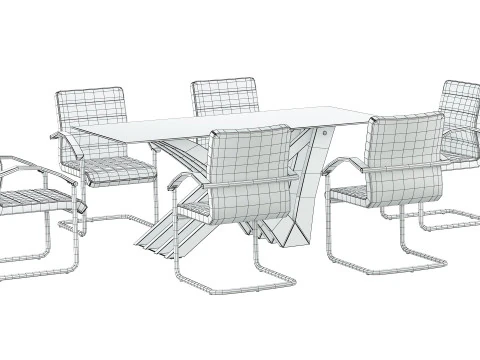 August Arm Chair and Table 3D Model