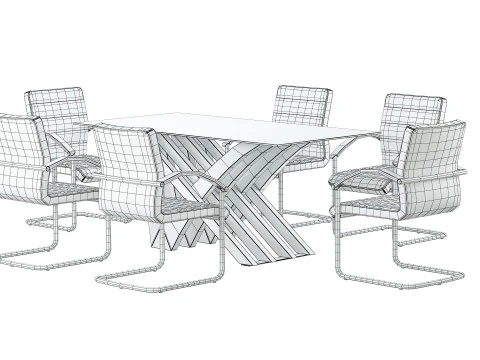August Arm Chair and Table 3D Model