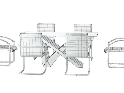 August Arm Chair and Table 3D Model