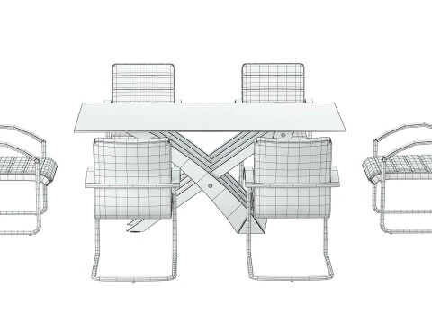 August Arm Chair and Table 3D Model