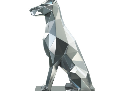 Polygonal Doberman Statue 3D Model
