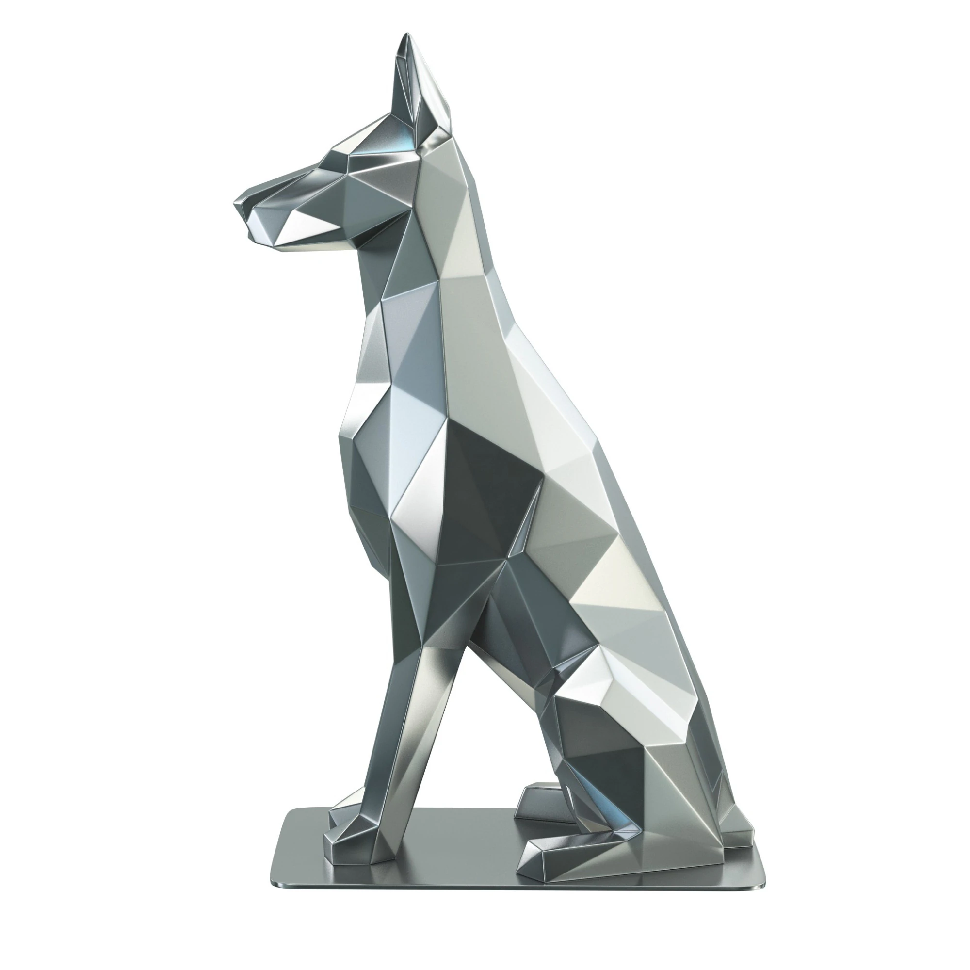 Polygonal Doberman Statue 3D Print Model .c4d .max .obj .3ds .fbx .stl .blend