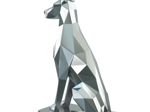 Polygonal Doberman Statue 3D Print Model