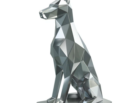 Polygonal Doberman Statue 3D Print Model