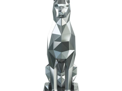 Polygonal Doberman Statue 3D Print Model