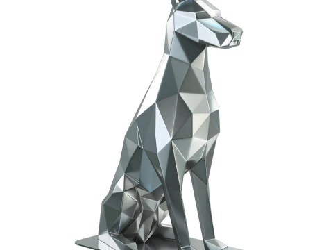 Polygonal Doberman Statue 3D Print Model