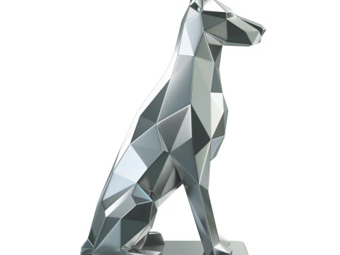 Polygonal Doberman Statue 3D Print Model