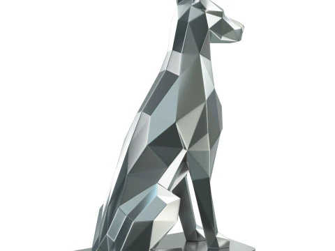 Polygonal Doberman Statue 3D Print Model