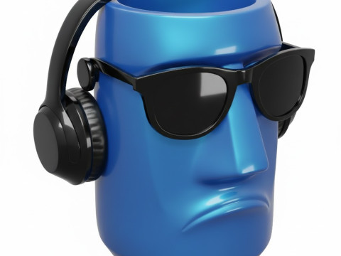 HEAD FLOWER POT VASE SAD 3D Print Model