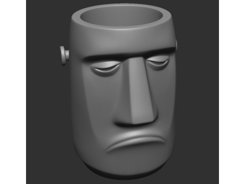 HEAD FLOWER POT VASE SAD 3D Print Model