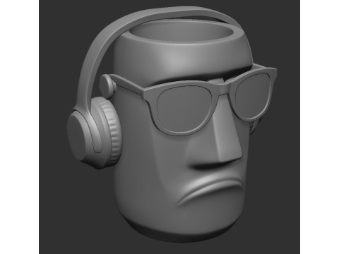 HEAD FLOWER POT VASE SAD 3D Print Model