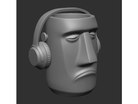 HEAD FLOWER POT VASE SAD 3D Print Model