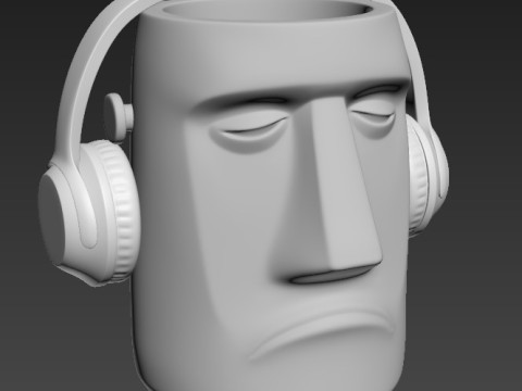 HEAD FLOWER POT VASE SAD 3D Print Model