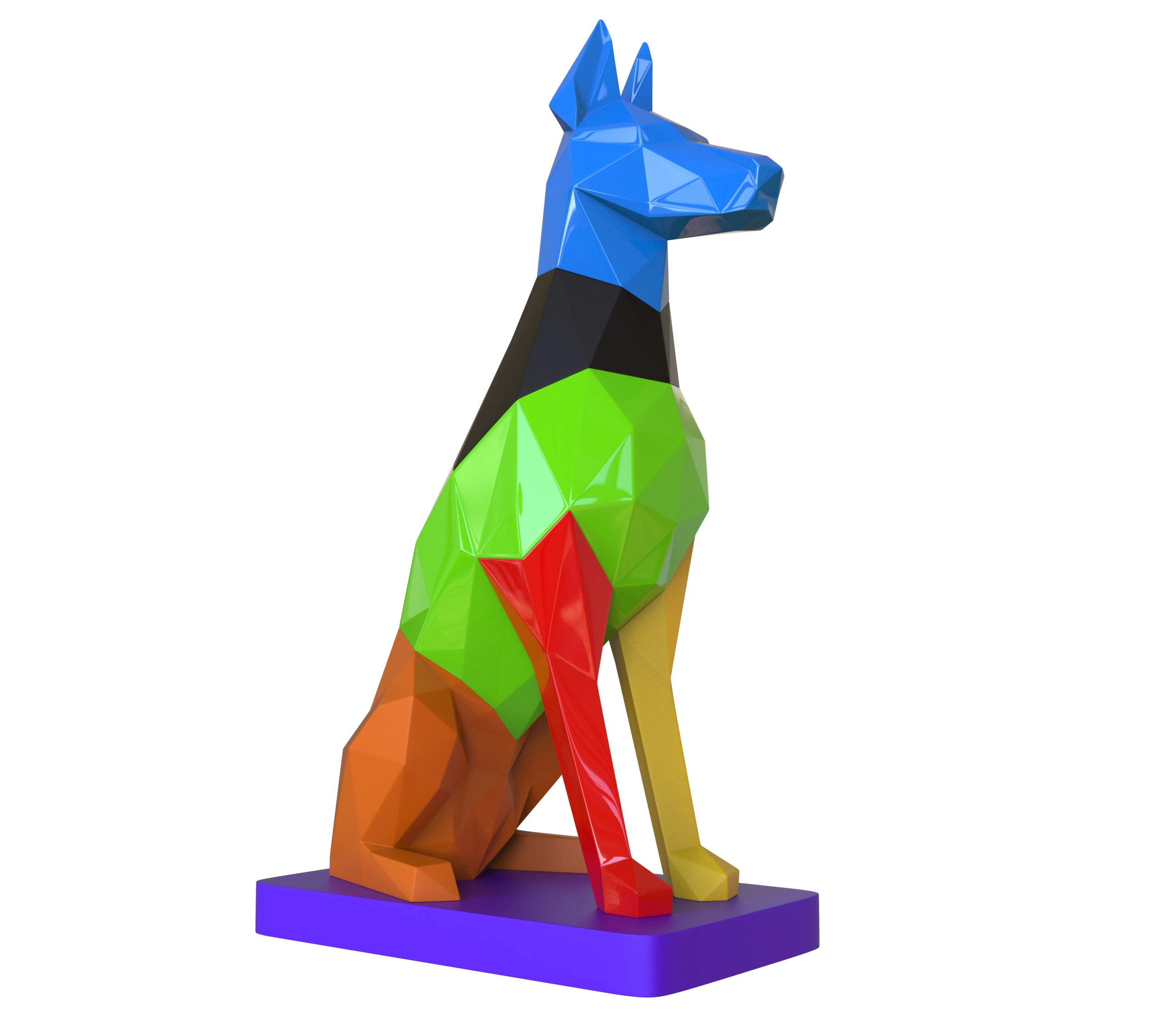 LOW POLY DOBERMAN PUZZLE 3D Print Model .c4d .max .obj .3ds .fbx .stl .blend 