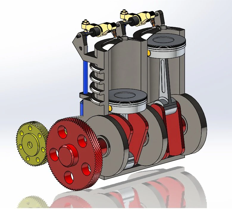 2 Cylinder engine 3D Model .c4d .max .obj .3ds .fbx .stl .blend 