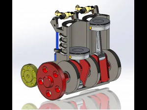 Motor de 2 cilindros Modelo 3D