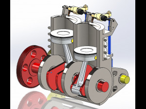 2 Cylinder engine 3D Model