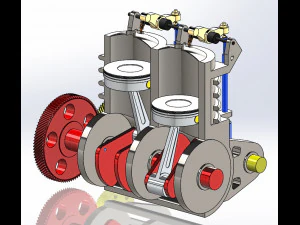 2 Cylinder engine 3D Model