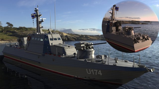 Small armored artillery boat of Gurza M type - U174 AKKERMAN - Navy of UKRAINE Model 3D .c4d .max .obj .3ds .fbx .stl .blend 