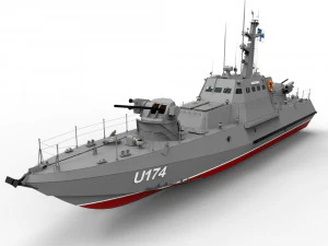 Малий броньований артилерійський катер типу Гюрза М - U174 AKKERMAN - ВМС УКРАЇНИ 3D Модель