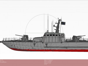 Small armored artillery boat of Gurza M type - U174 AKKERMAN - Navy of UKRAINE Model 3D