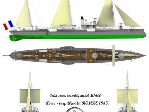 Avizo - torpillear La Bombe - FRANCE Navy 1885 year 3D 모델